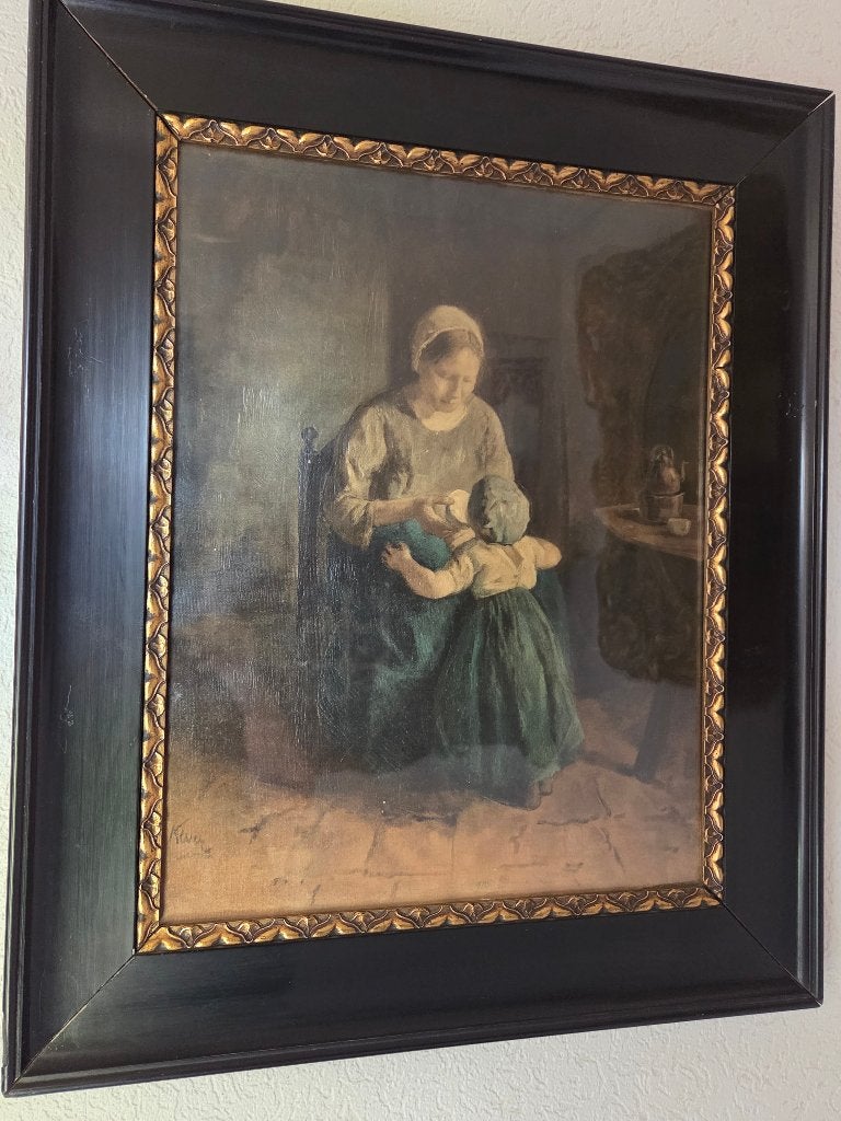 Prachtige lijst met reproductie schilderij, Ophalen, Gebruikt, 50 tot 75 cm, 50 tot 75 cm