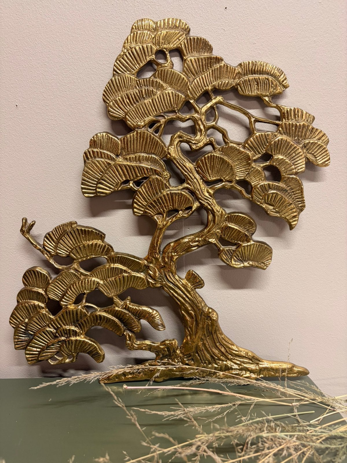 Vintsge wand decoratie messing superbrass bonsai sculptuur, Art deco, Ophalen of Verzenden, Wanddecoratie, Flora