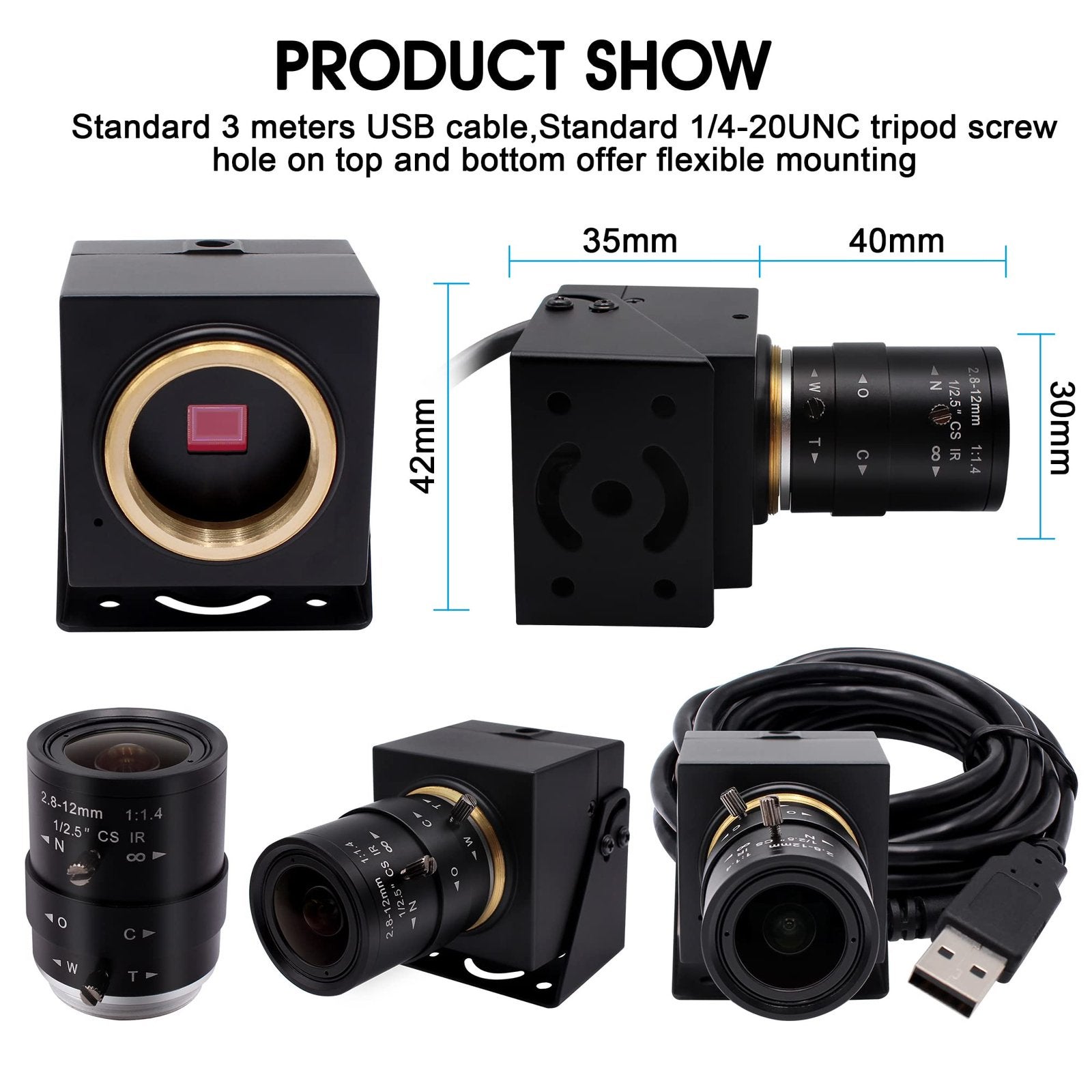 Full HD 1080P USB Camera 8MP 2.8-12mm Zoomlens 8 megapixel, Overige merken, P, P, P