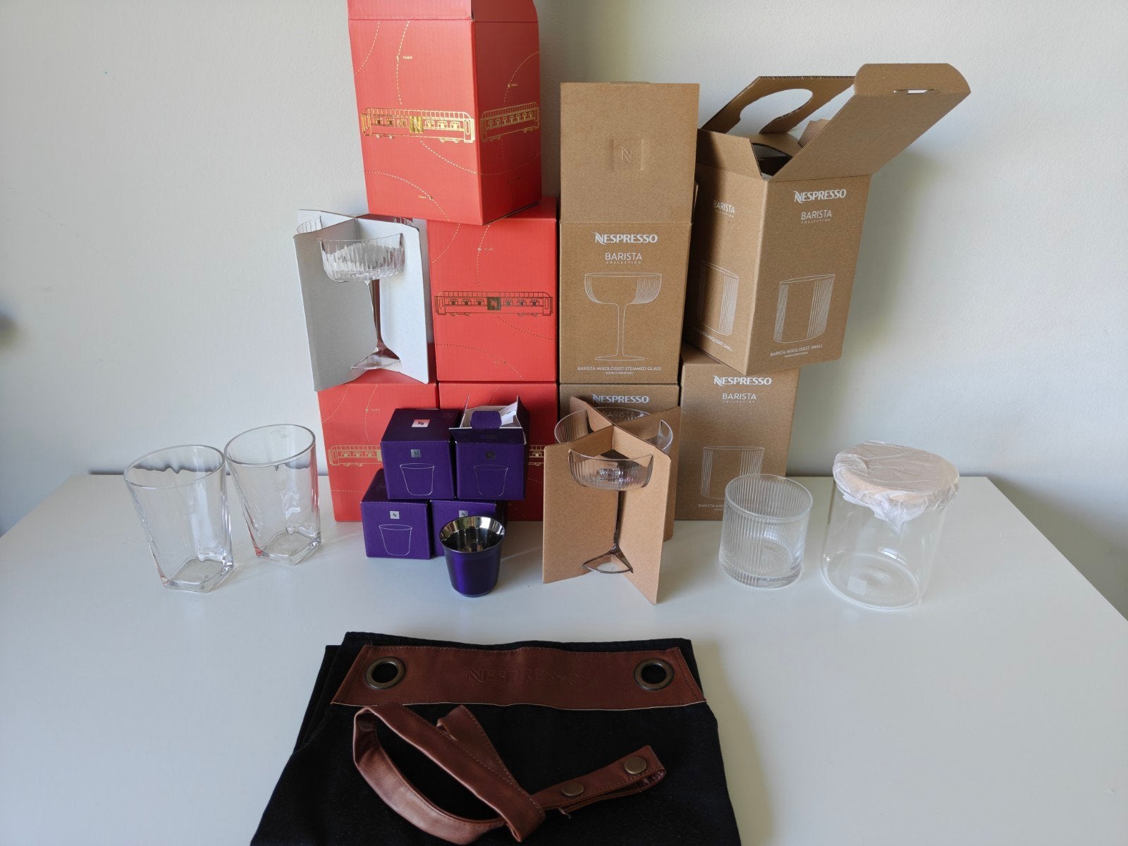 Nespresso Barista Collectie Glazen en Schort - Nieuw, Verzenden, Nieuw, Meerkleurig, Overige merken