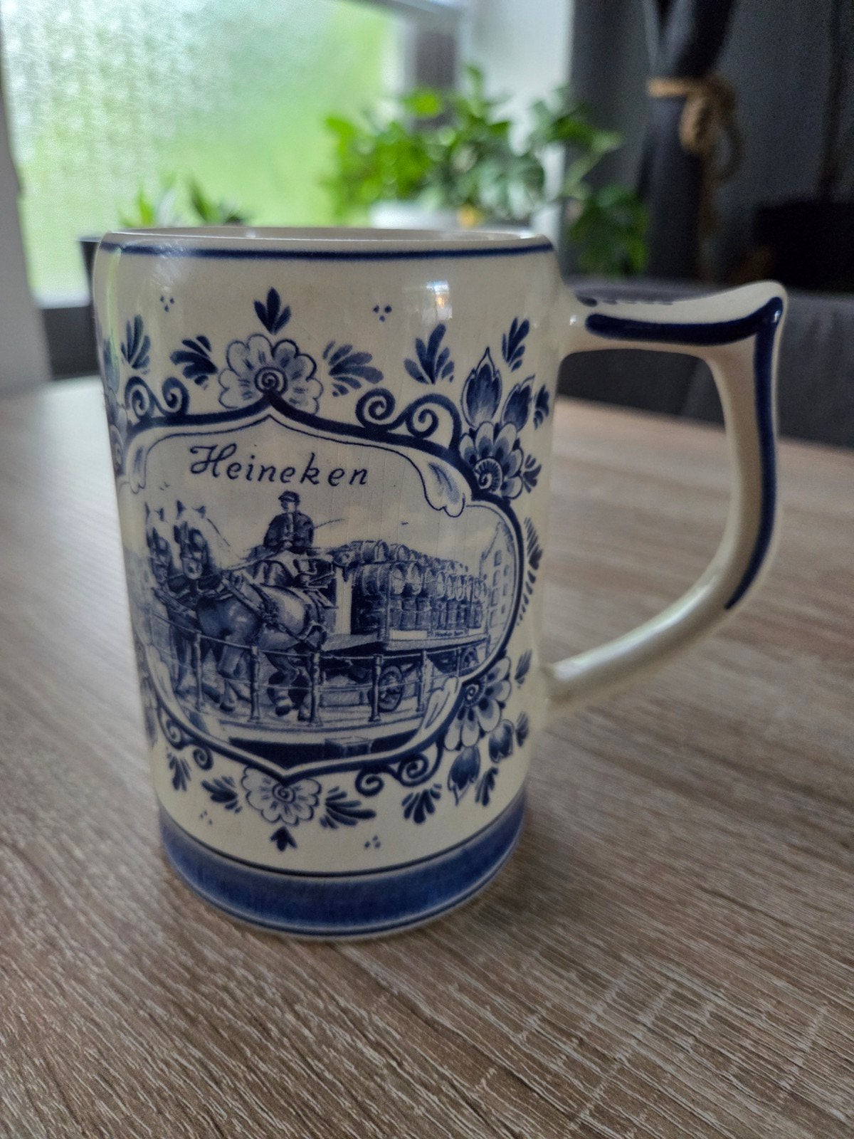 Vintage Heineken Delfts Blauw Bierpul - Molen & Paardenkoets, Ophalen of Verzenden