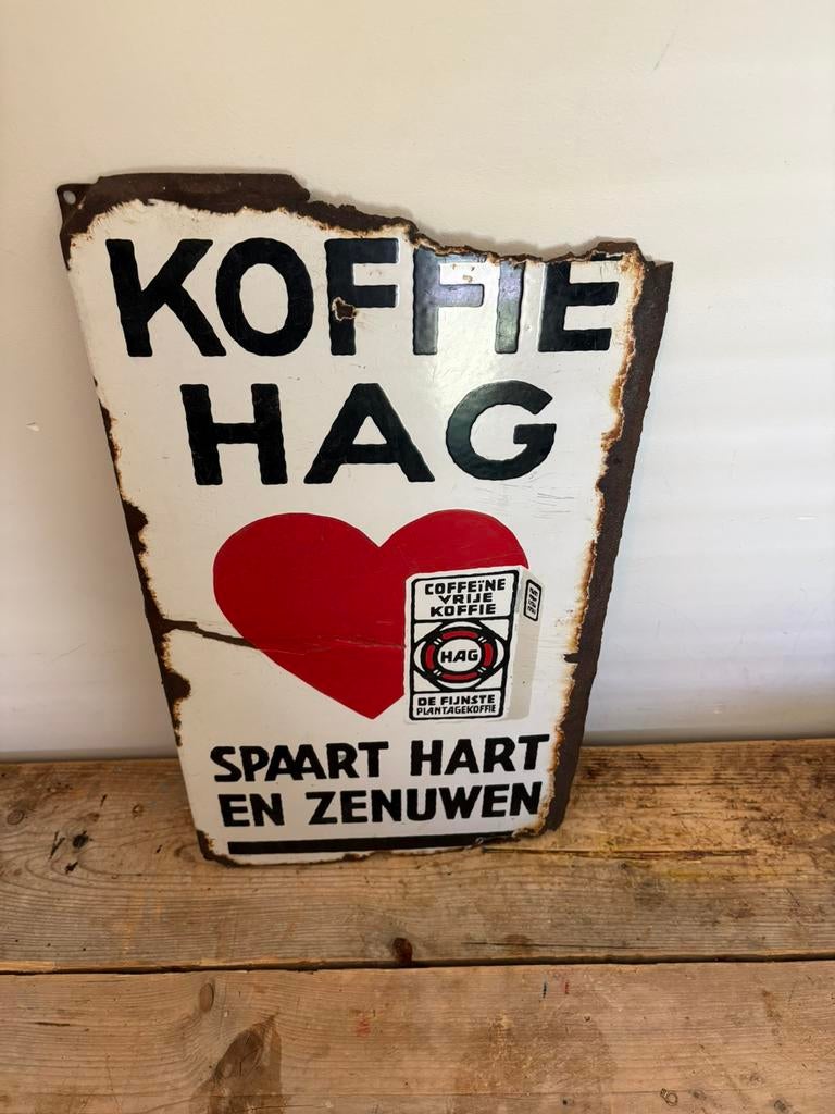 E-maille bord ‘Koffie Hag’ 55x31 cm., Ophalen of Verzenden, Zo goed als nieuw