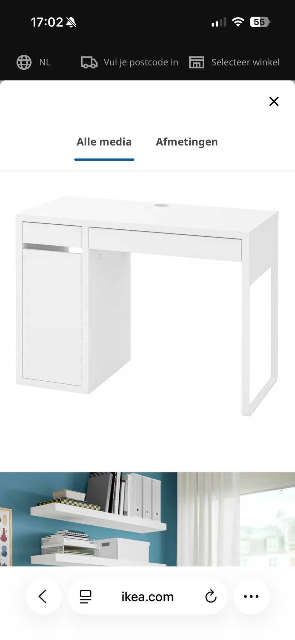 IKEA Micke Bureau, Ophalen, Met lades, Spaanplaat of MDF, Zo goed als nieuw