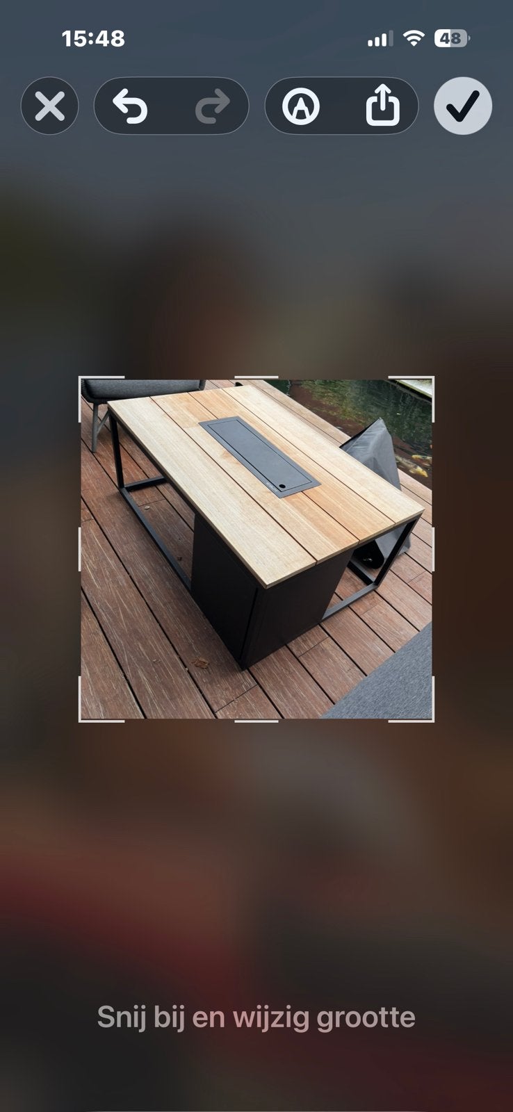 Cosi Fires Cosiloft Tuinhaard-vuurtafel 120 Zwart-Teak, Tuin en Terras, Ophalen, Zo goed als nieuw