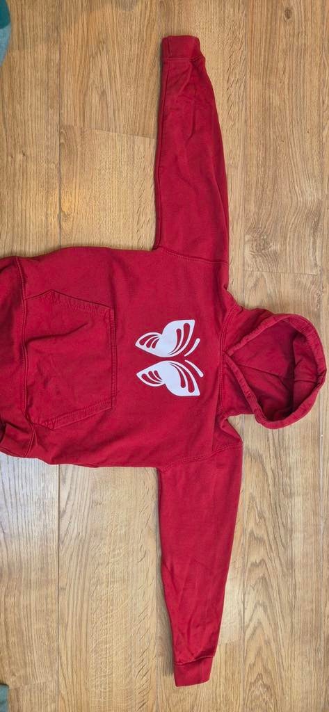 Rode hoodie met vlinderprint - Maat L (9/11 jaar), Ophalen of Verzenden, Gebruikt, Onbekend, Jongen of Meisje