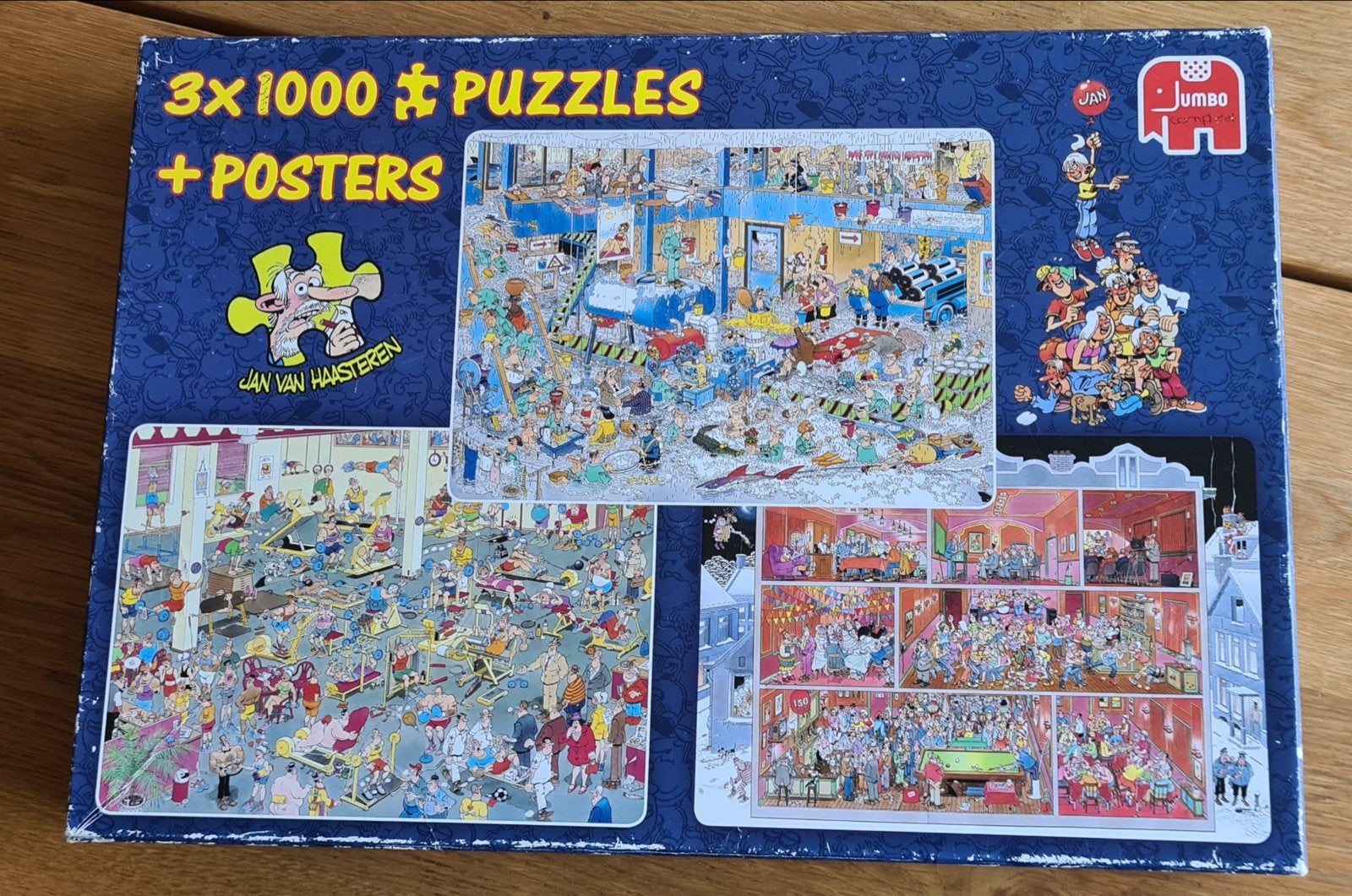 Jan van Haasteren 3x1000 stukjes puzzel + posters, Hobby en Vrije tijd, Ophalen of Verzenden, 500 t/m 1500 stukjes, Zo goed als nieuw
