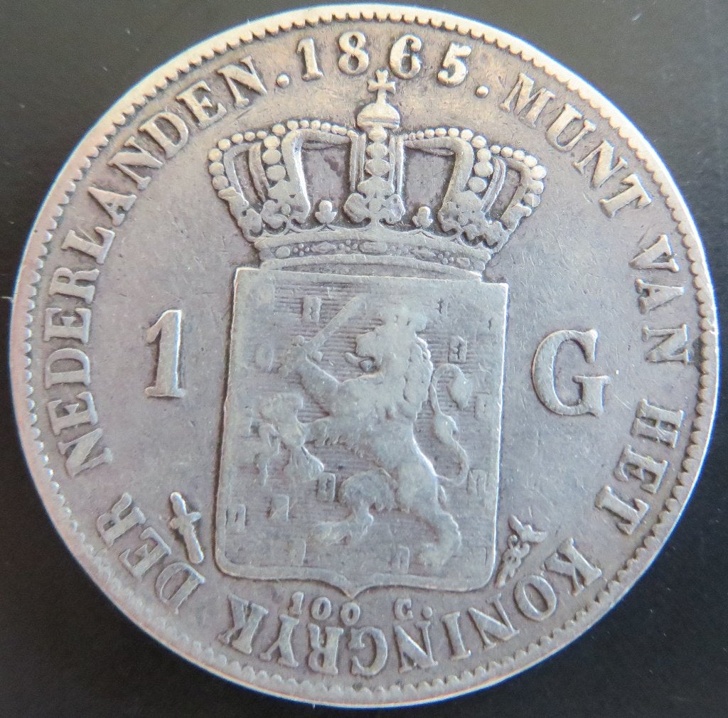 Gulden 1865, Postzegels en Munten, Munten | Nederland, 1 gulden, Koning Willem III, Verzenden, Zilver