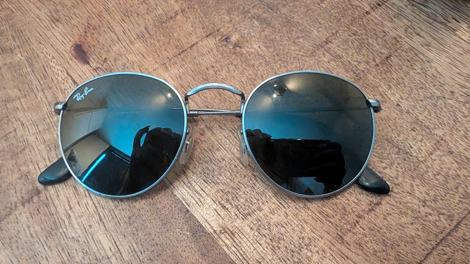 Ray-Ban Zonnebril - Rond model, zilverkleurig, Gebruikt, Zonnebril, Ophalen of Verzenden, Ray-Ban