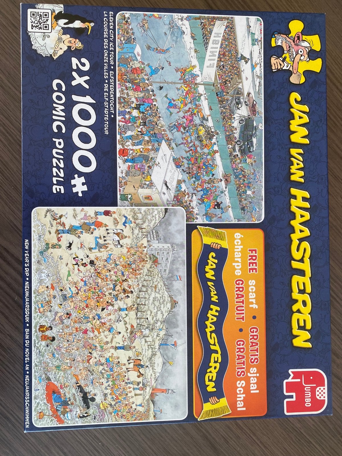 Jan van Haasteren puzzelset (winter) - 2x 1000 stukjes, Hobby en Vrije tijd, Ophalen, 500 t/m 1500 stukjes, Zo goed als nieuw