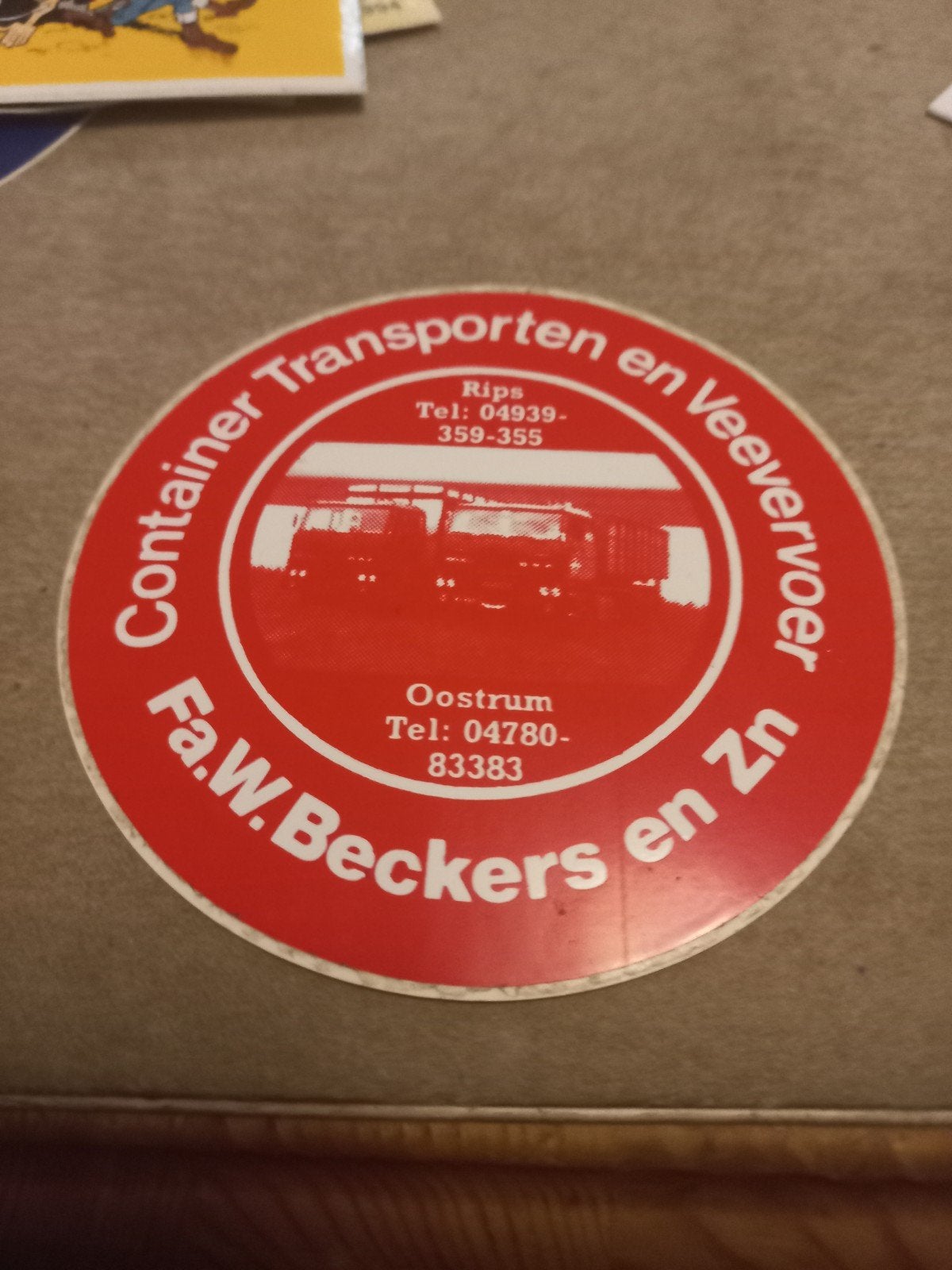 Vintage Sticker Fa.W. Beckers en Zn Transporten, Verzamelen, Ophalen of Verzenden, Gebruikt