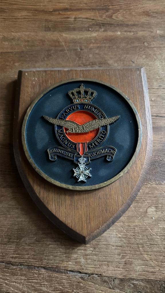 Koninklijke Luchtmacht Embleem op Houten Schild, Ophalen of Verzenden, Luchtmacht, Nederland, Embleem of Badge