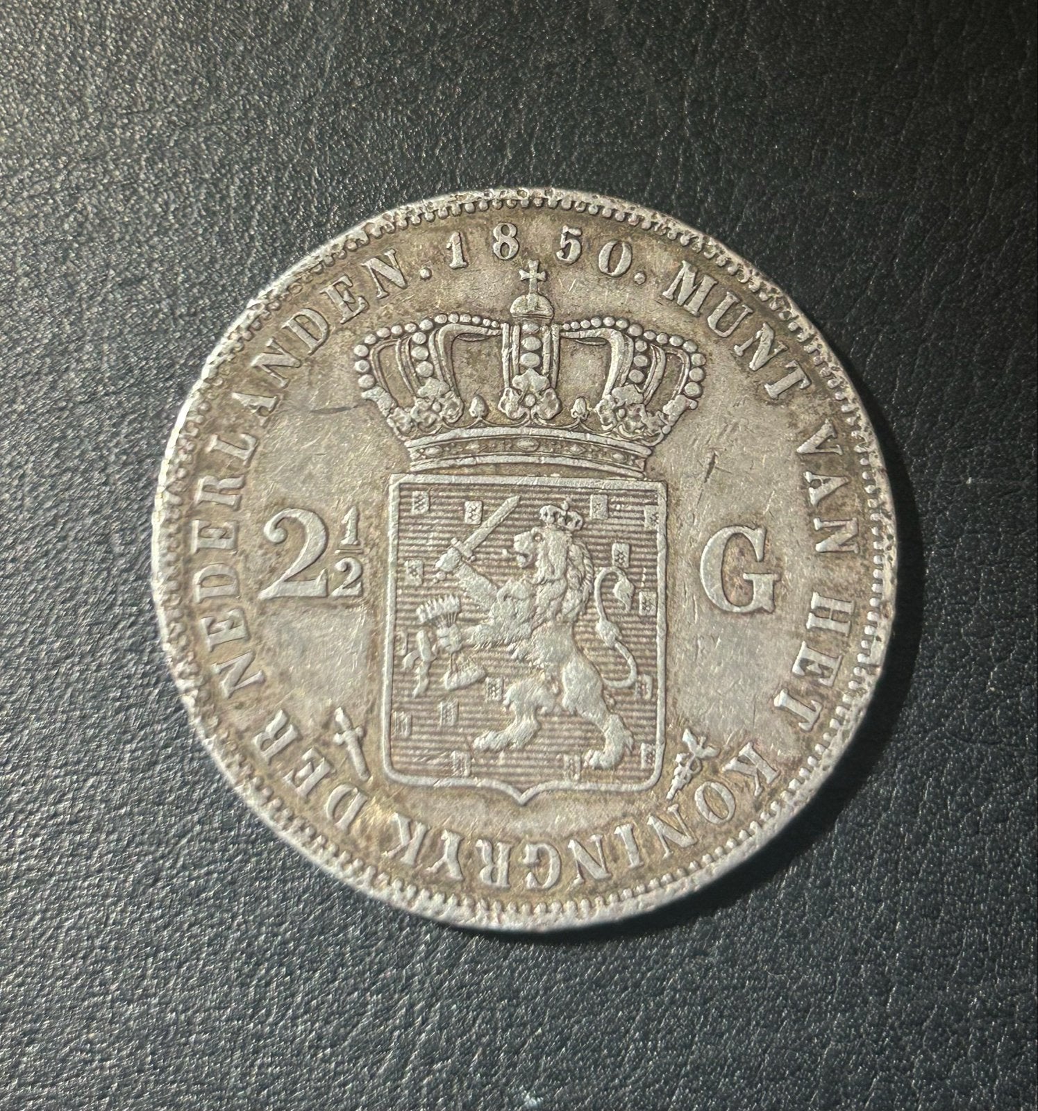 Zilveren 2 1/2 Gulden Willem III 1850, Postzegels en Munten, Munten | Nederland, Koning Willem III, Zilver, Ophalen of Verzenden