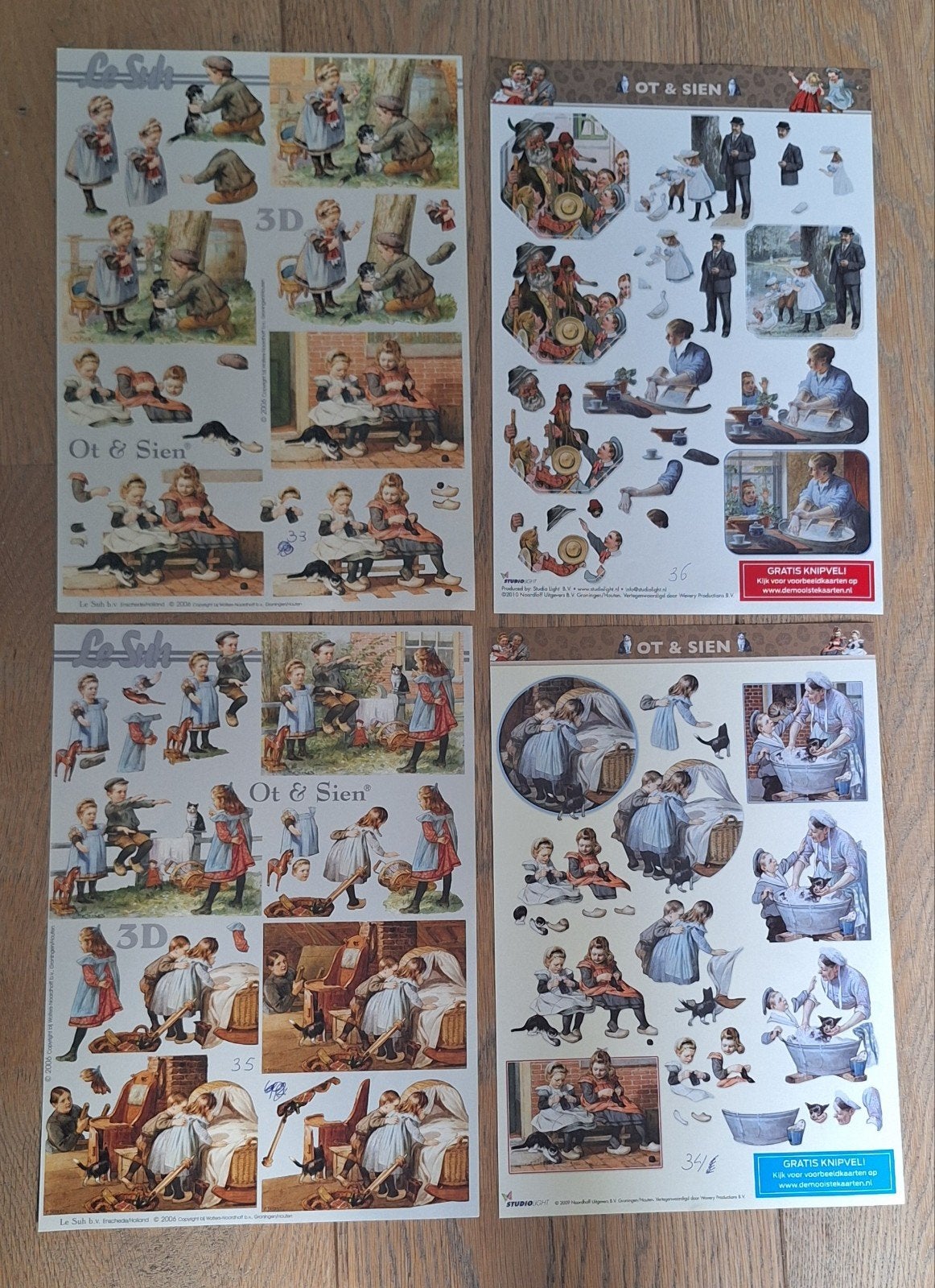 4 Knutselvellen Ot & Sien 3D Knipvellen Le Suh, Overige thema's, Meerkleurig, Ophalen of Verzenden, Zo goed als nieuw