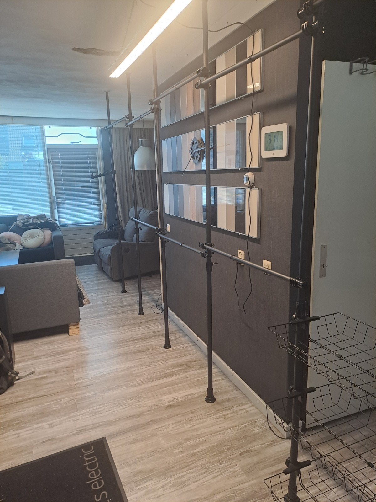 Modulair Kledingrek Systeem - Zwart Metaal, Huis en Inrichting, Ophalen, 200 cm of meer, Met plank(en), 200 cm of meer