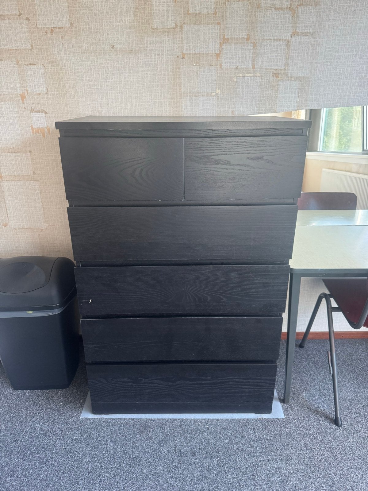 IKEA MALM zwarte ladekast met 6 laden, Ophalen, Gebruikt, 5 laden of meer, 100 tot 150 cm
