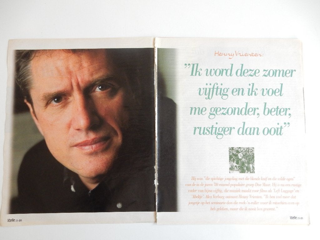 Henny Vrienten/Doe Maar, artikel uit tijdschrift 1998., Ophalen of Verzenden, 1980 tot heden, Nederland, Knipsel(s)