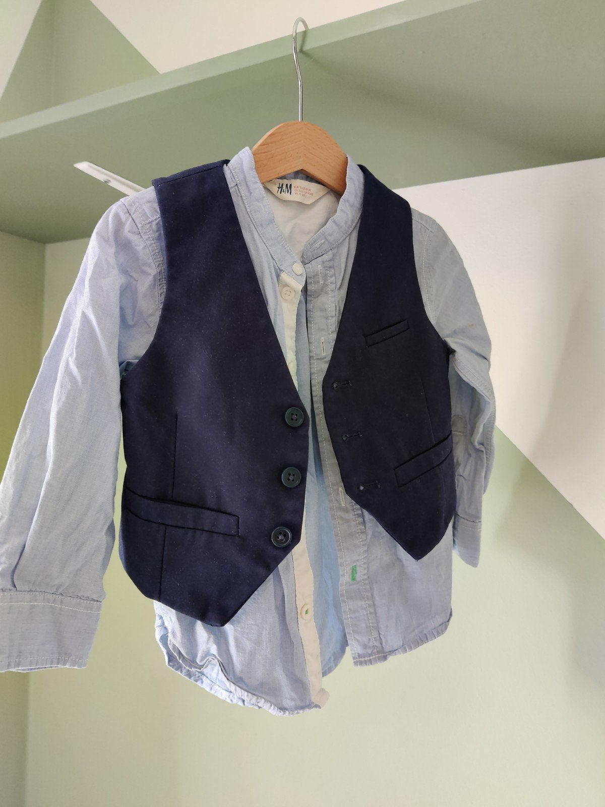 H&M Jongens Overhemd met Gilet - Maat 92, Gebruikt, H&M, Ophalen of Verzenden, Setje