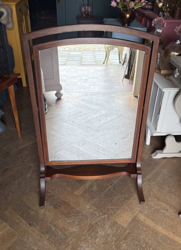 Vintage spiegel, oude kantelspiegel brocante kapspiegel VdlM, Ophalen, Zo goed als nieuw, Minder dan 100 cm, Overige vormen