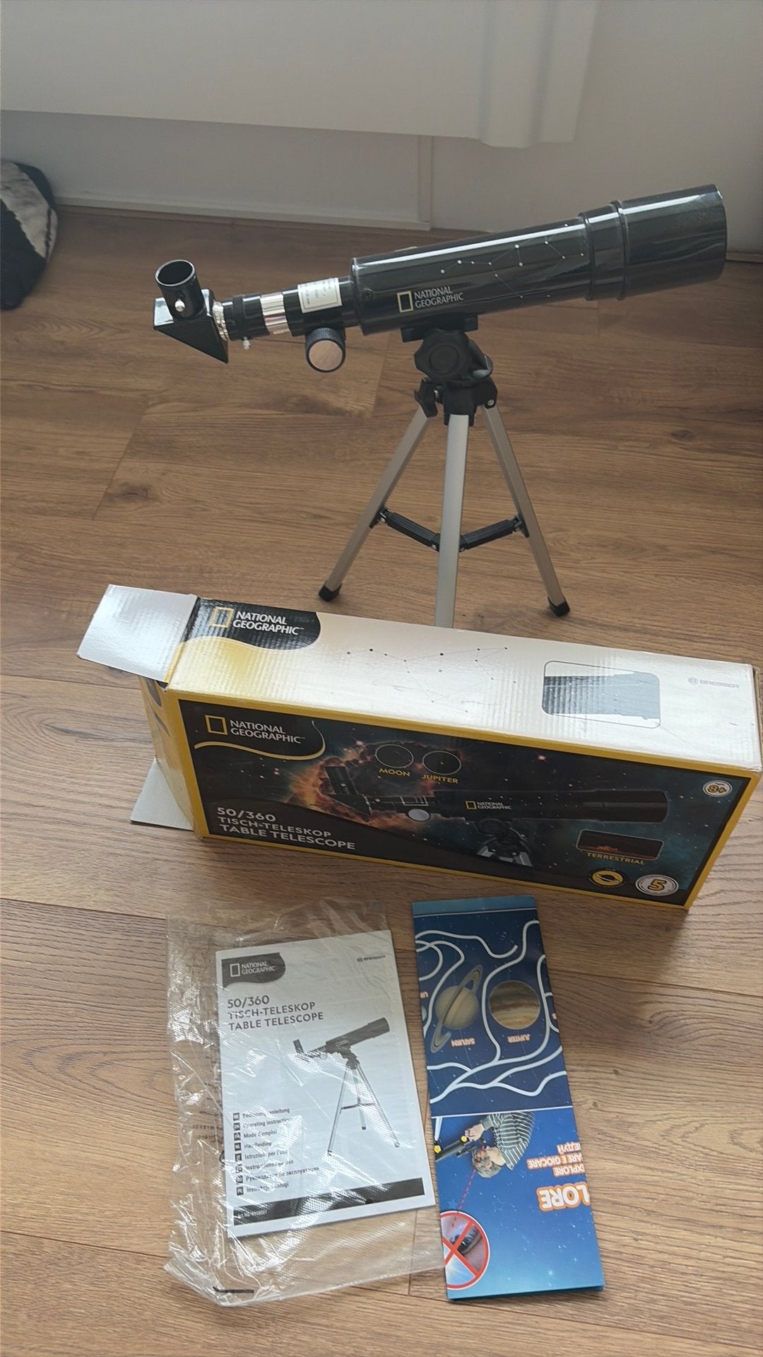 tisch-teleskop 50/360 national geographic telescoop, Audio, Tv en Foto, Optische apparatuur | Telescopen, Ophalen, Lenzentelescoop (refractor)