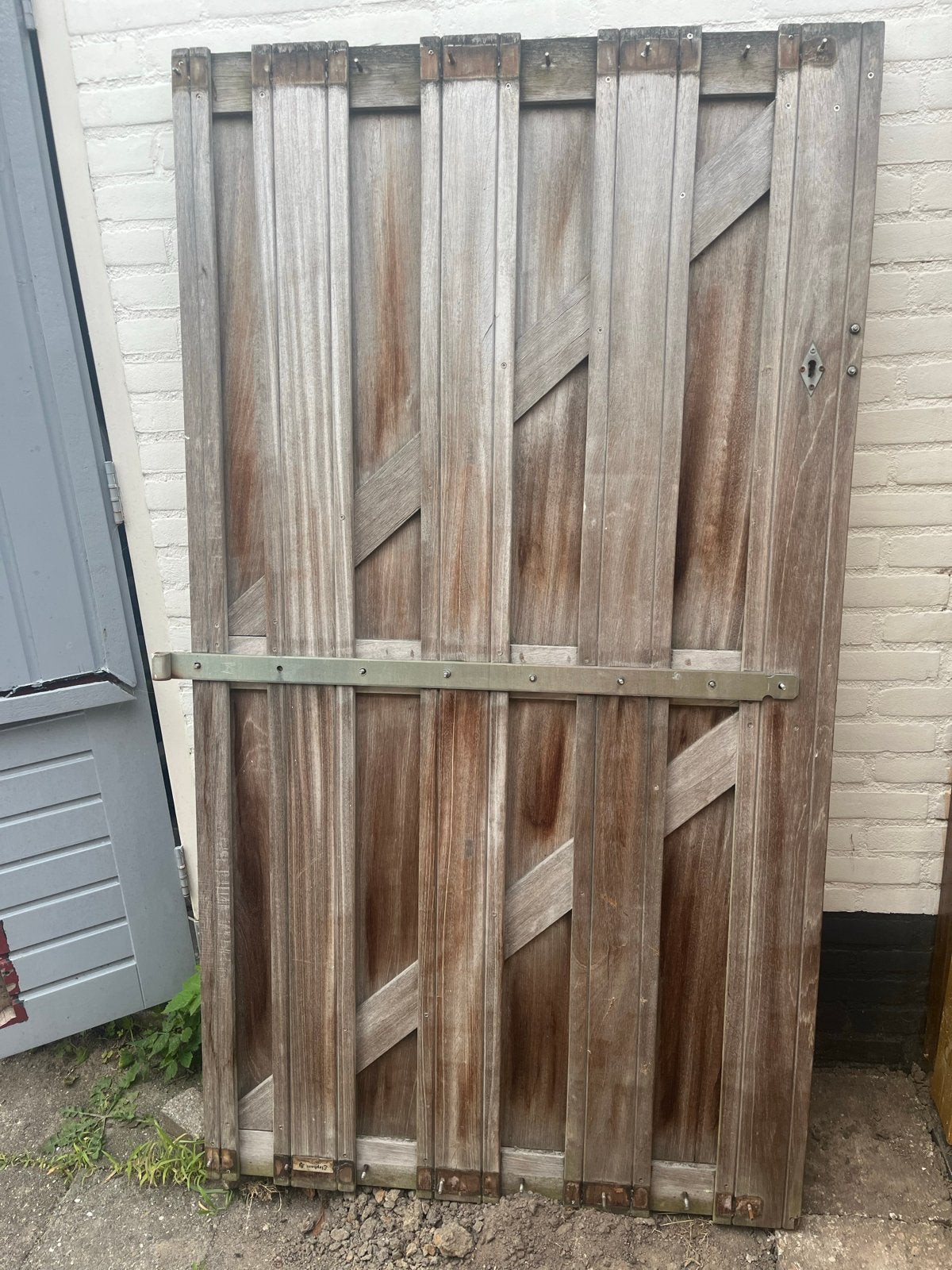 Houten poortdeur inclusief ophanging, Ophalen, Gebruikt, Minder dan 100 cm, Looppoort