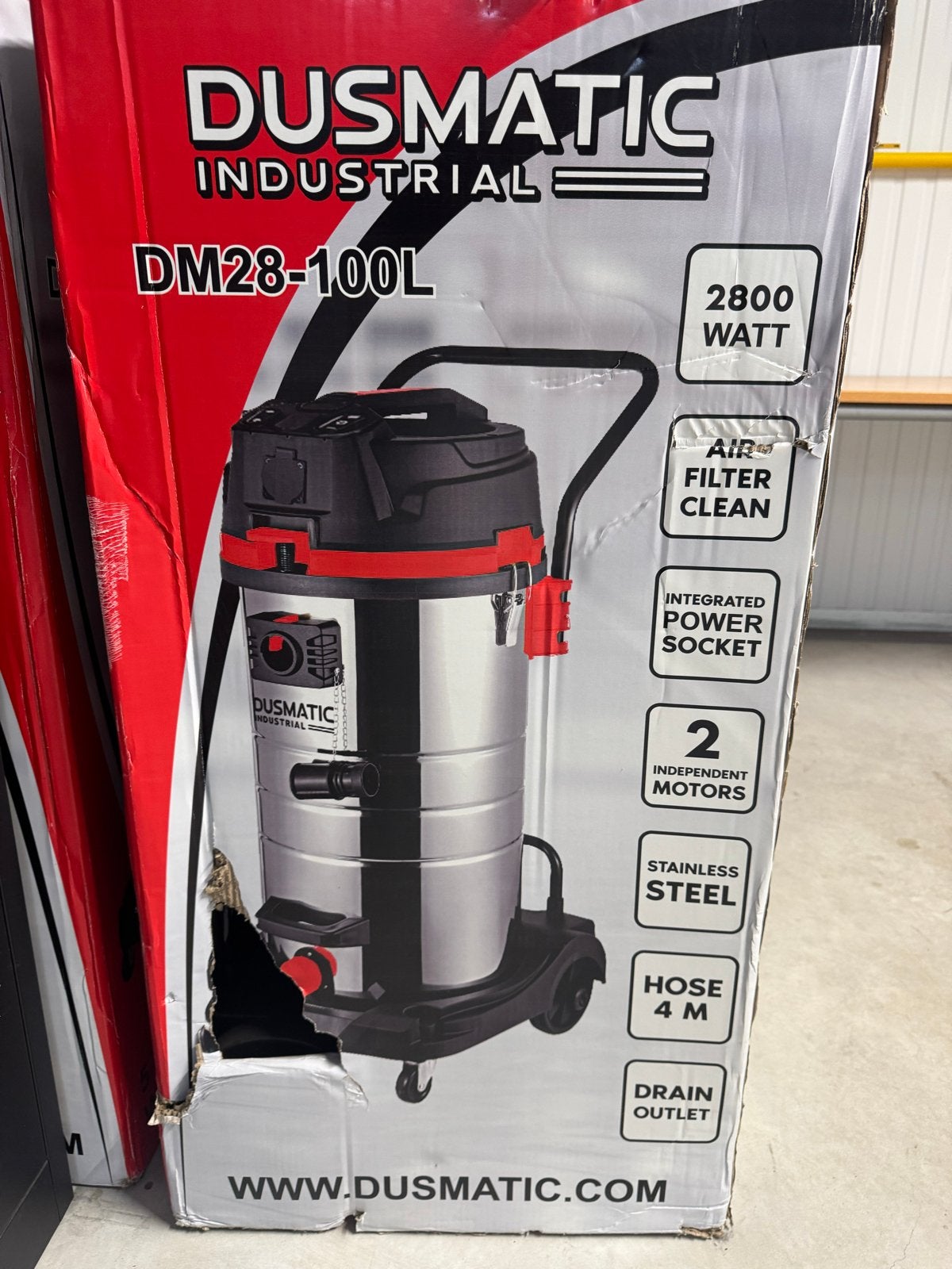 DUSMATIC Industriële Stofzuiger DM28-100L - 2800W, Nieuw, 2000 watt of meer, Reservoir, Ophalen
