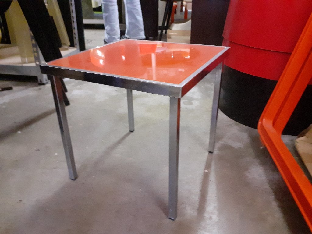 bijzet tafel jaren 70 design USM Haller oranje glas retro, Ophalen of Verzenden, Huis en Inrichting