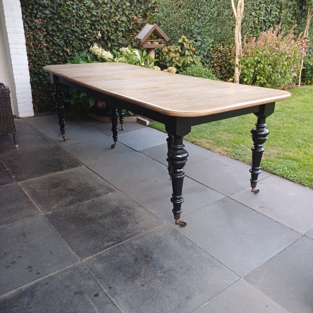 Mooie Franse eettafel met gedraaide poten, Ophalen, Gebruikt, 200 cm of meer, 50 tot 100 cm