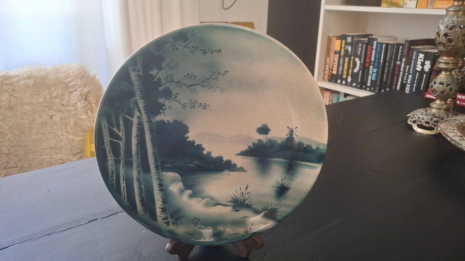 Vintage decoratief bord met Hollands landschap, Antiek en Kunst, Ophalen of Verzenden