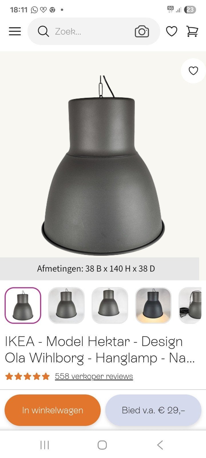 IKEA Hektar Lampenset: Hanglamp, plafondlamp en staande lamp, Ophalen, Gebruikt, Metaal, Industrieel, Modern