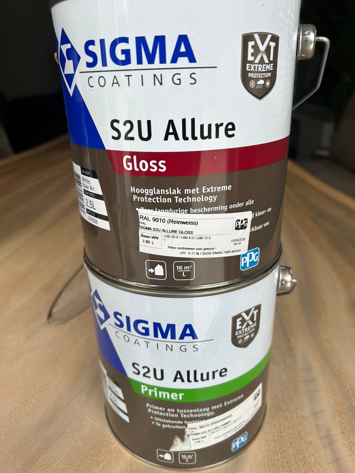 Verf Sigma S2U Allure Lak & Primer Gloss – RAL 9010, 5 tot 10 liter, Wit, Nieuw, Ophalen of Verzenden