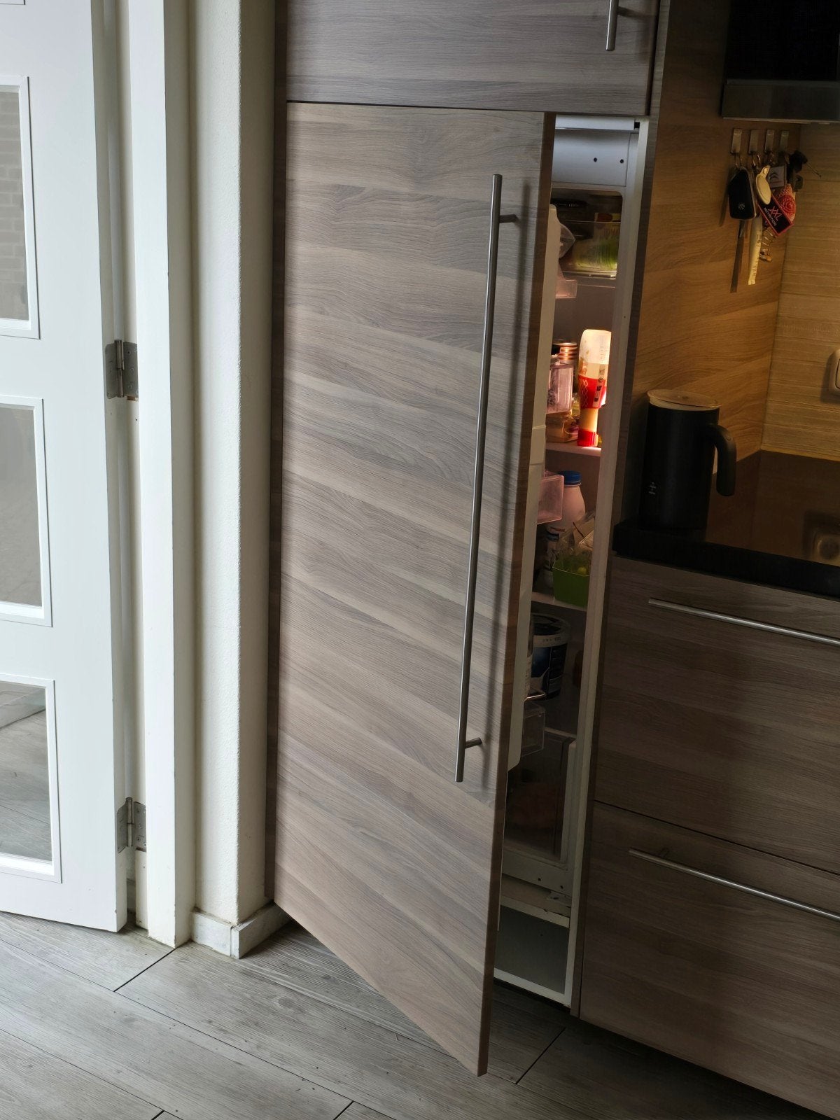 Ikea Inbouw Koelkast 121 hoog met bijbehorende kast, 200 liter of meer, Ophalen, Zonder vriesvak