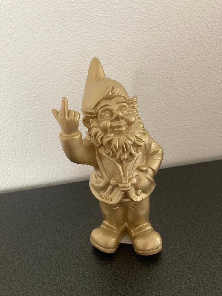 Orginele Stoobz Design F*ck You kabouter 20 cm Nieuw!, Nieuw, Kunststof, Ophalen of Verzenden, Goud