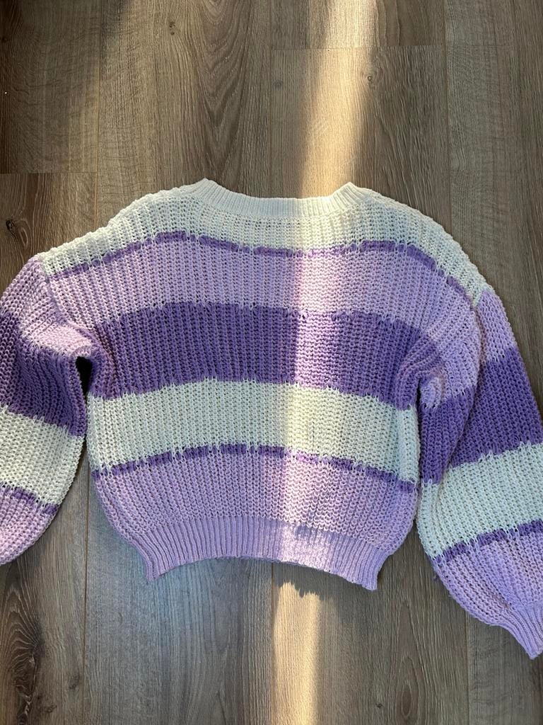 Purple & white sweater, Kleding | Dames, Ophalen, Zo goed als nieuw, Wit