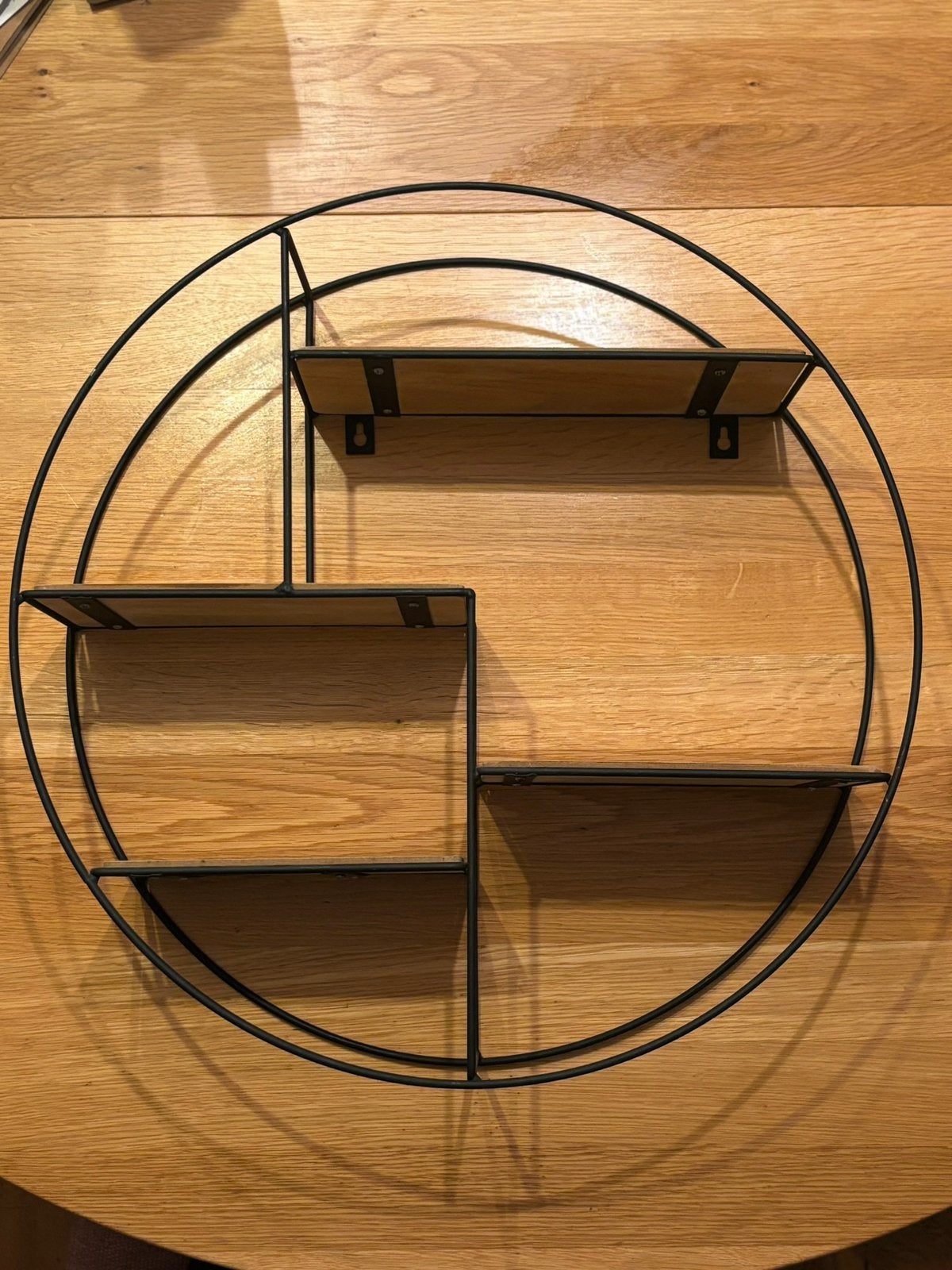 Rond wandrek met houten planken - Industrieel design, Huis en Inrichting, Woonaccessoires | Wandplanken en Boekenplanken, Ophalen