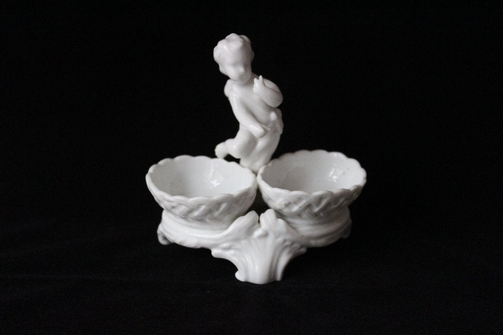 Antieke Meissen dubbel zoutvat schaaltjes 19e eeuw, Ophalen of Verzenden