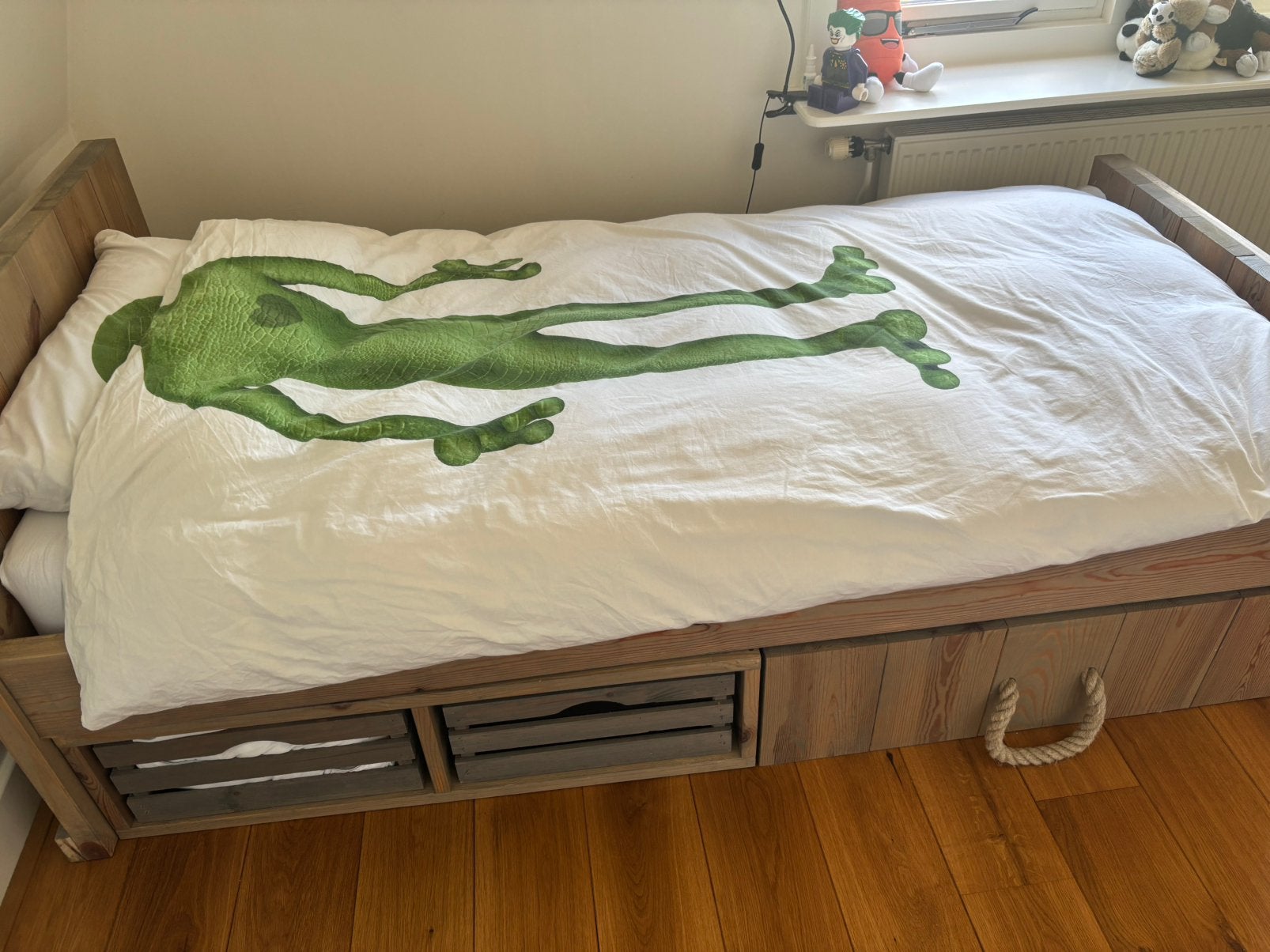 Steigerhoutenbed z.g.a.n 200 x 90, Ophalen, 90 cm, Eenpersoons, Zo goed als nieuw