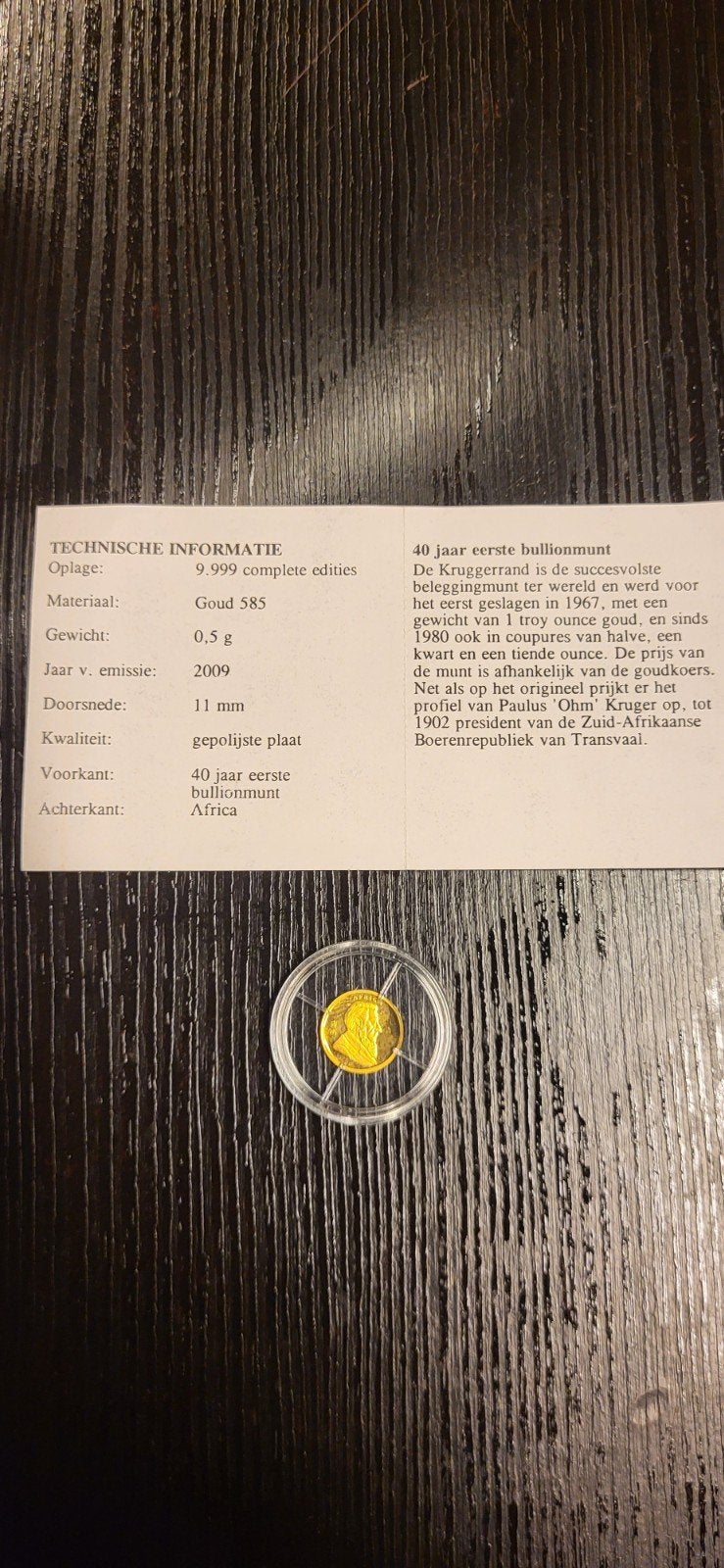 Krugerrand 40-jarig jubileum souvenir-minimunt 2009, Ophalen of Verzenden