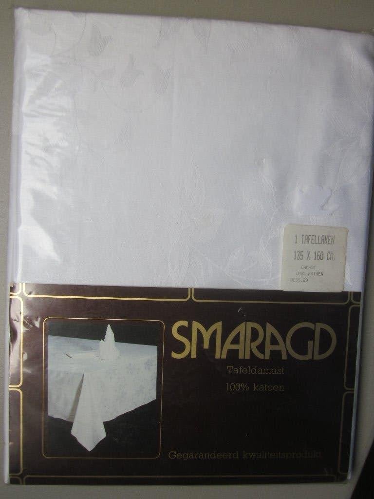 Smaragd tafeldamast 100% katoen tafellaken 135 x 160cm, Nieuw, Ophalen of Verzenden, Katoen, Wit