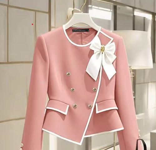 Roze blazer met witte biezen Nieuw, Maat 42/44 (L), Nieuw, Ophalen of Verzenden, Roze