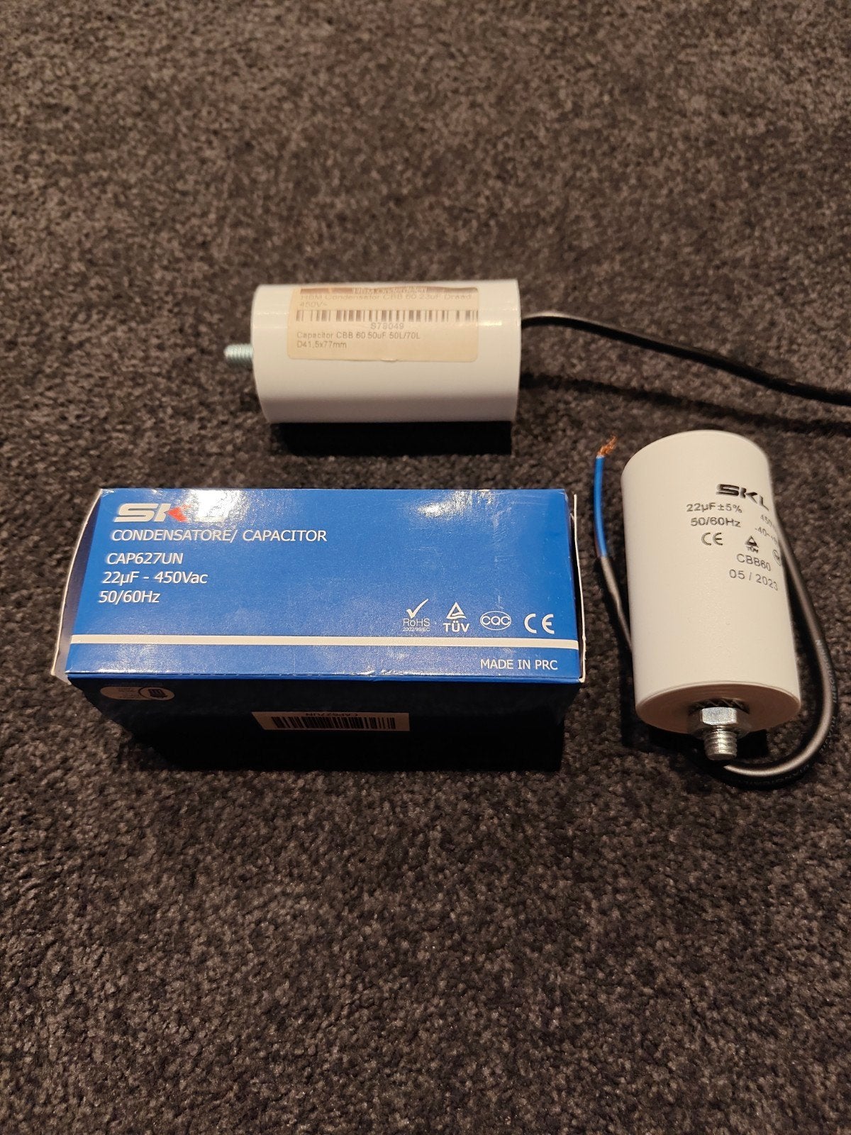 2x Condensator 22uF 450V met kabel, Ophalen of Verzenden, Nieuw