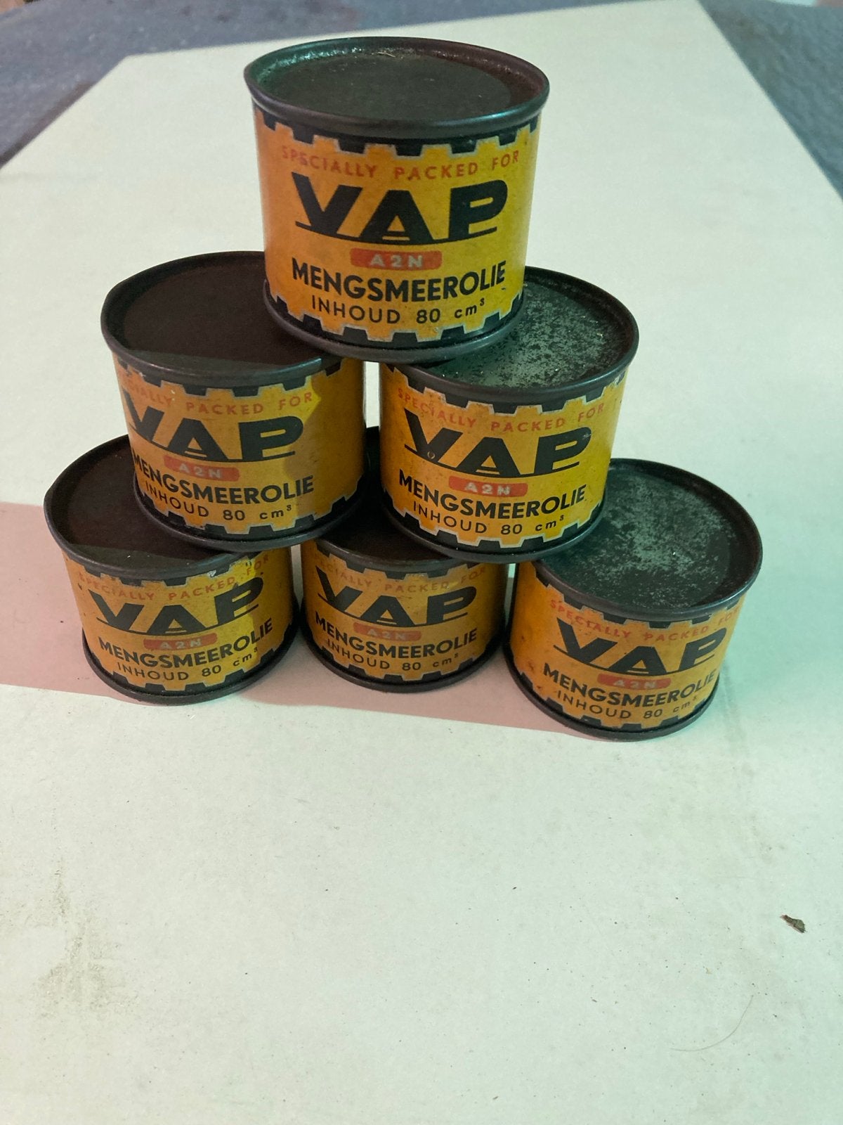 VAP Mengsmeerolie blikjes - Vintage collectie, Ophalen of Verzenden, Gebruikt, Overige, Overige merken