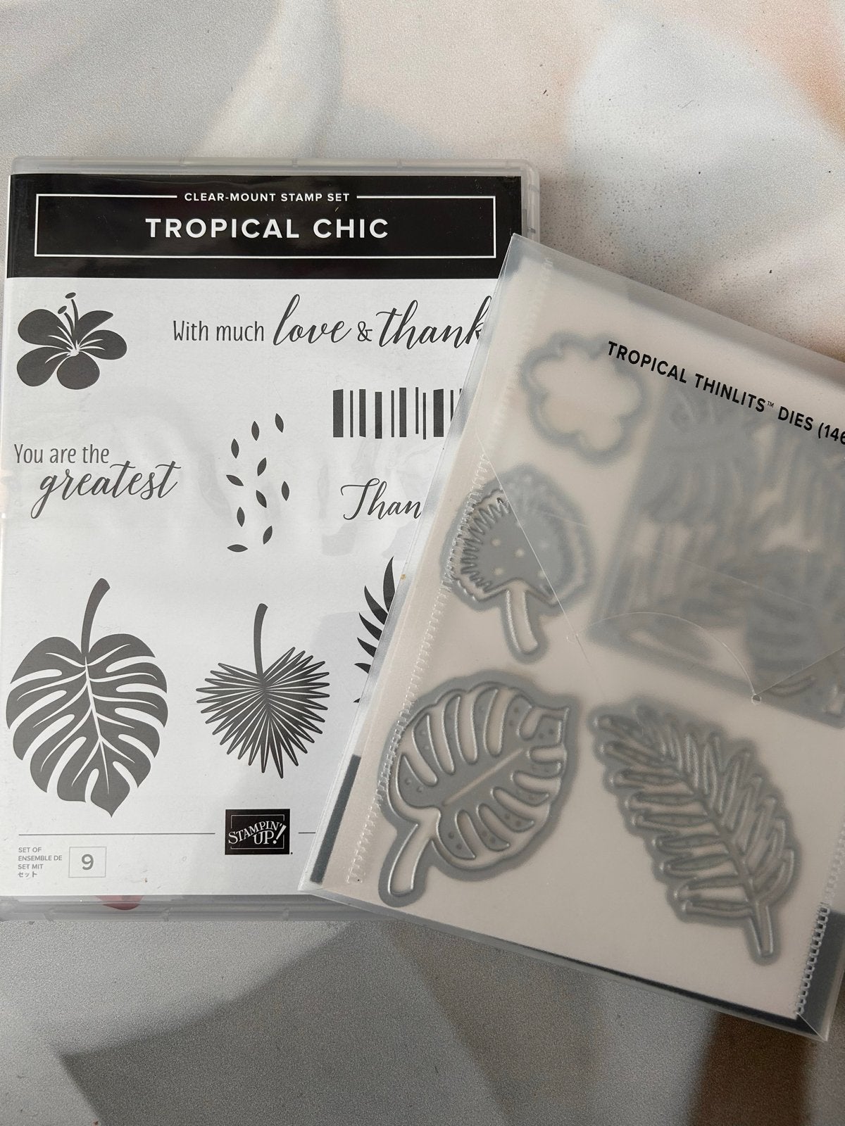 Stempelset en snijmallen 'Tropical Chic' Stampin' Up!, Gebruikt, Meerkleurig, Rubber, Overige merken
