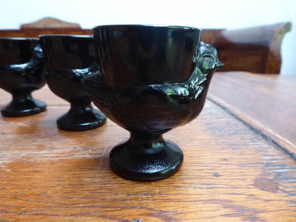 6 vintage opaline eierdopjes kip, Luminarc, Ophalen of Verzenden