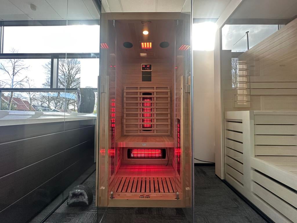 LUXE INFRAROOD SAUNA | 90X90 | DIRECT LEVERBAAR, Sport en Fitness, Sauna, Info@inner-stillness.nl, Fins of Traditioneel, 7665VB