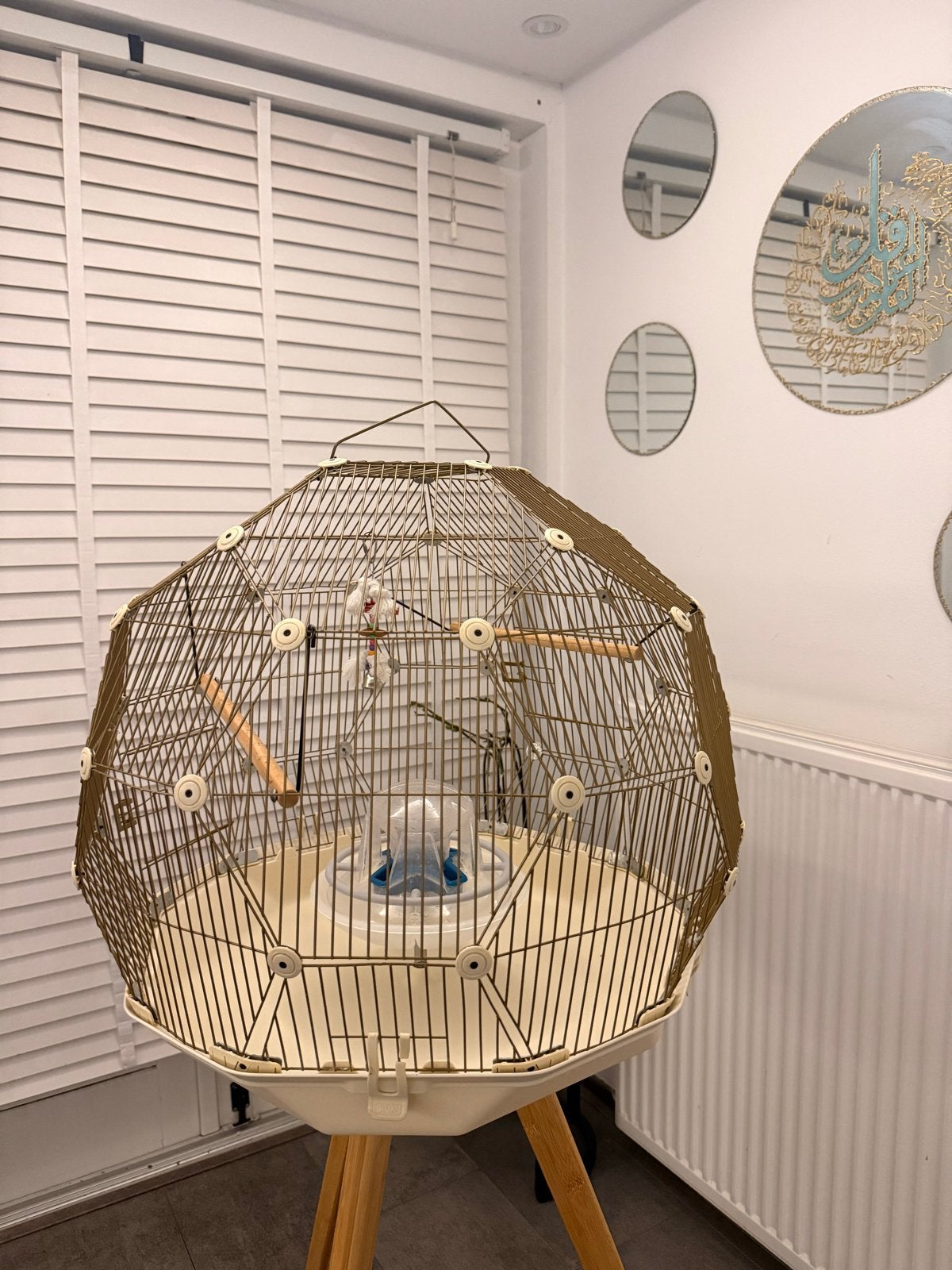 Vogelkooi met houten standaard te koop –, Ophalen, Hout, Vogelkooi