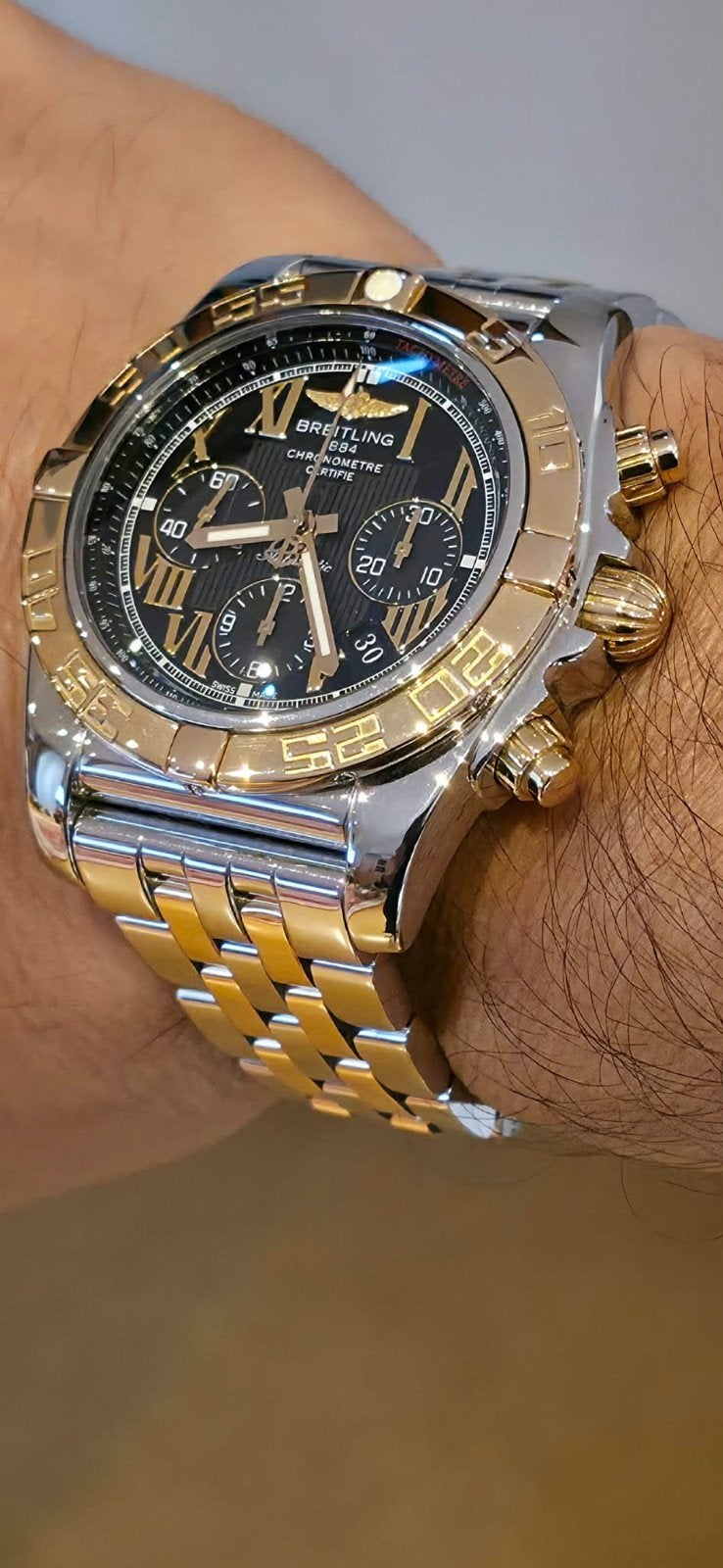 Breitling Chronomat Staal Goud 44mm, Ophalen of Verzenden, Zo goed als nieuw, Goud, Breitling