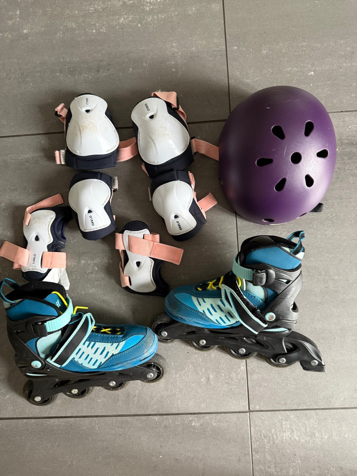 Inline skates met bescherming en helm - Maat 33-36, Sport en Fitness, Skeelers, Ophalen, Kinderen, Inline skates 4 wielen, Verstelbaar