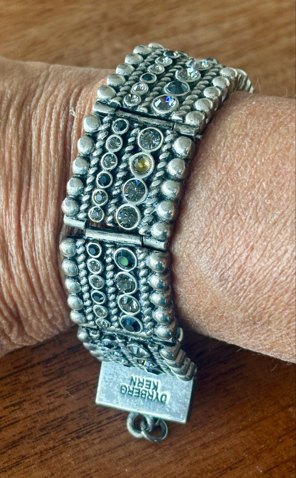Dyrberg Kern armband zware kwaliteit met strass stenen, Overige materialen, Gebruikt, Verzenden, Zilver