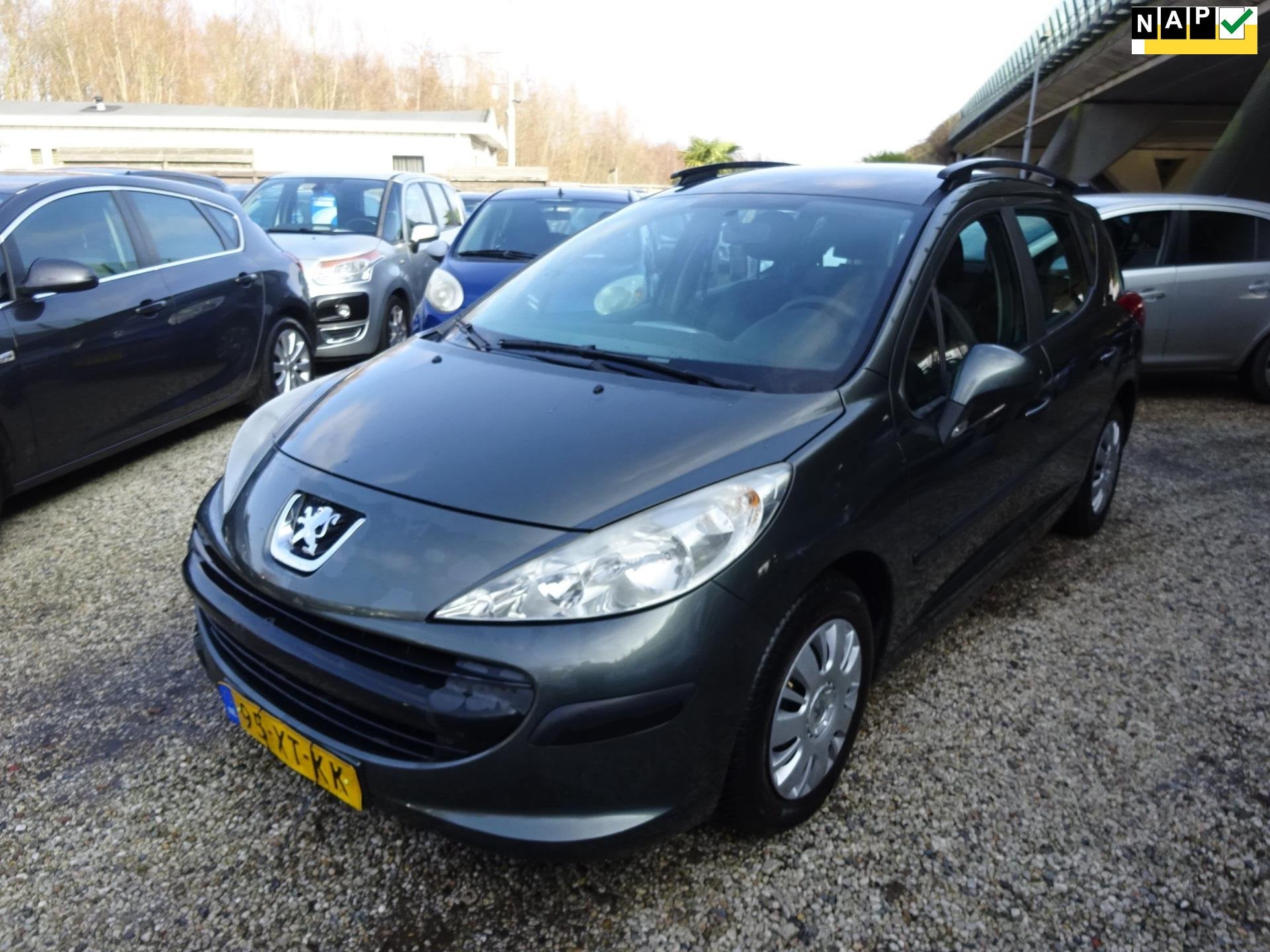 Peugeot 207 SW 1.4 VTi X-line, Airco, Trekhaak, Zeer netjes, Stof, Gebruikt, Zwart, Origineel Nederlands