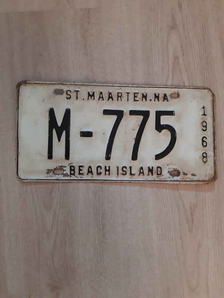 Nummerbord Sint Maarten uit 1968, zeldzaam., Verzenden, Gebruikt, Auto's